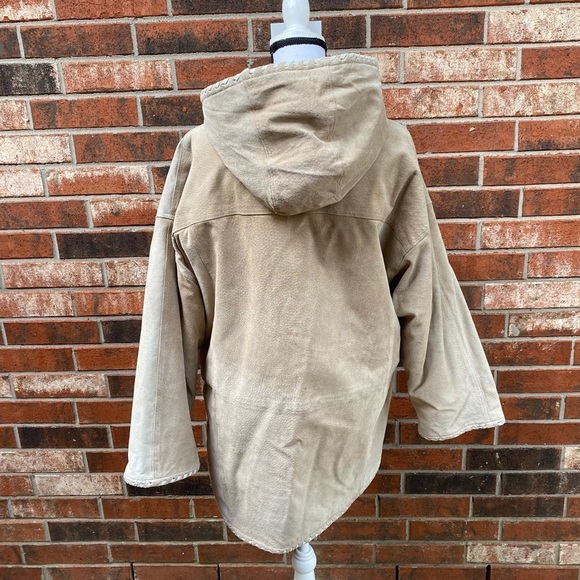 Otellopelle Suede Shearling Leather Hooded Coat - Picture 6 of 12